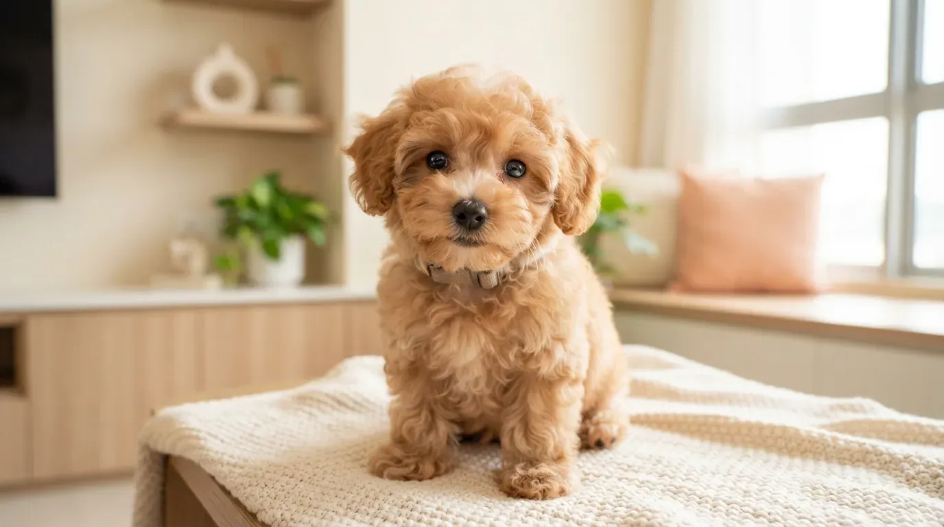 Apricot Toy Poodle puppy portrait, one of the Toy Poodle puppies available in Singapore
