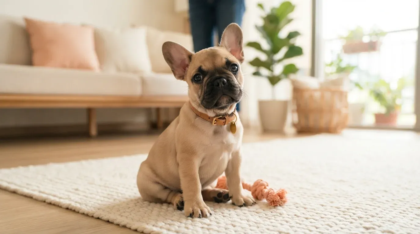Fawn French Bulldog puppy portrait, one of the Frenchie puppies available in Singapore