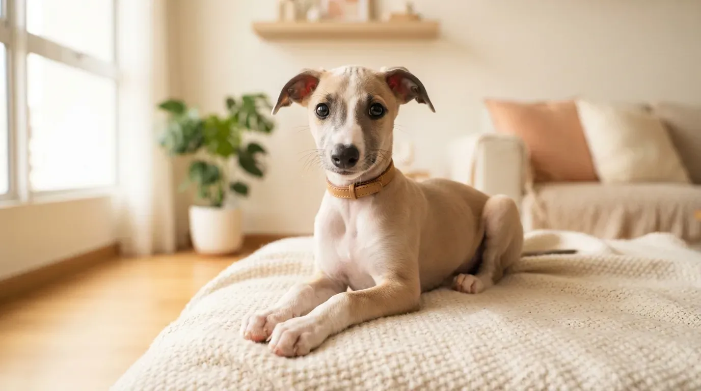 Whippet puppy portrait, one of the Whippet puppies available in Singapore