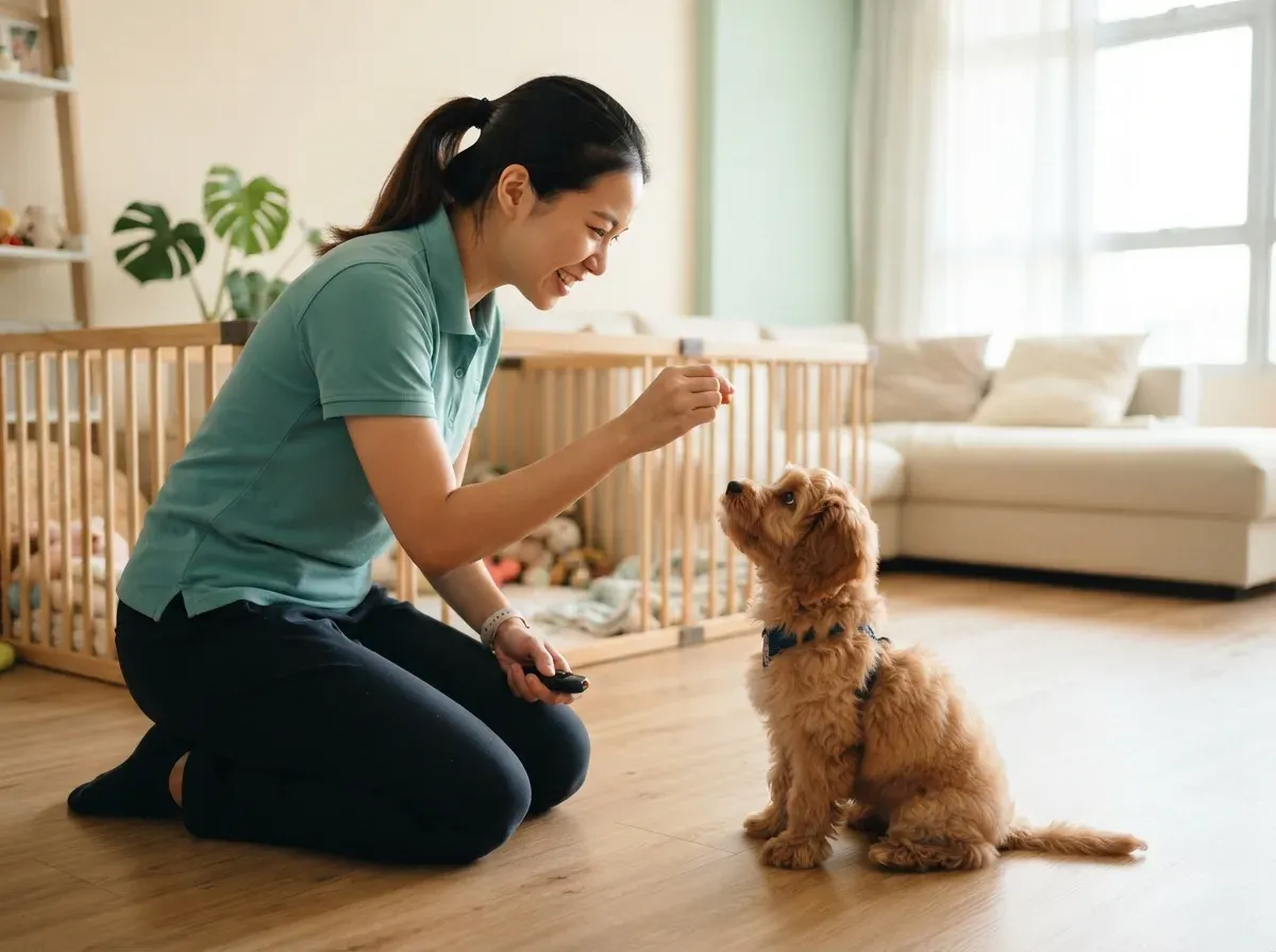 AVS-certified trainer working with a puppy