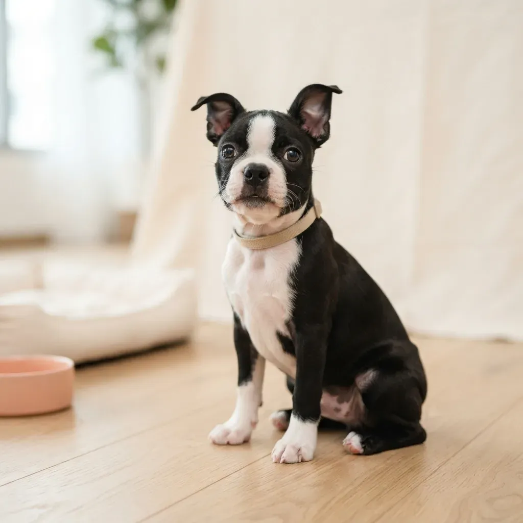 Boston Terrier puppy, an HDB-approved friendly American Gentleman breed in Singapore