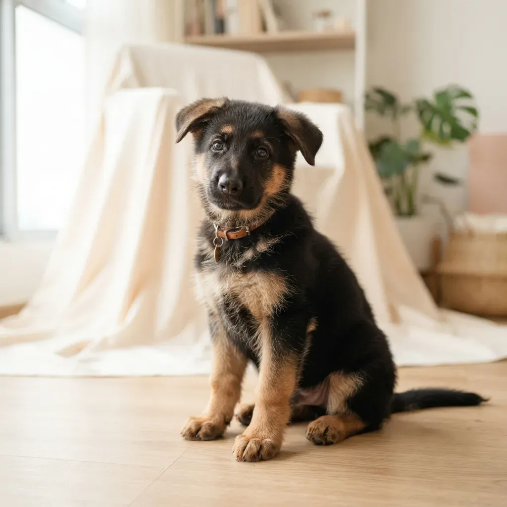 German Shepherd puppy, a loyal working guardian breed for private housing in Singapore (not HDB-approved)