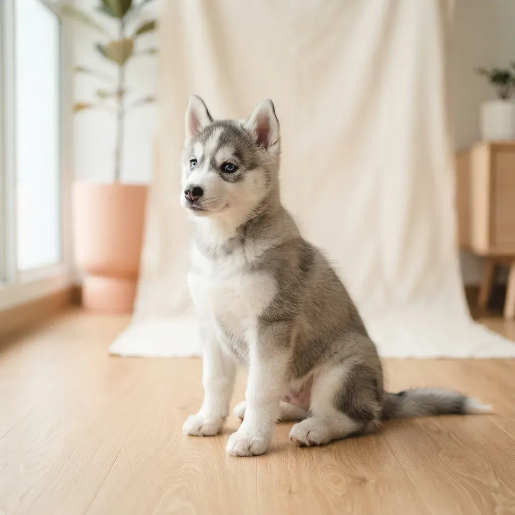 Siberian Husky puppy, an Arctic athlete breed for private housing in Singapore (not HDB-approved)